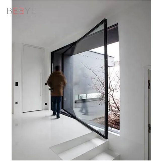 Business Glass door Custom storefront Color tempered glass entry entrance doors pivot door