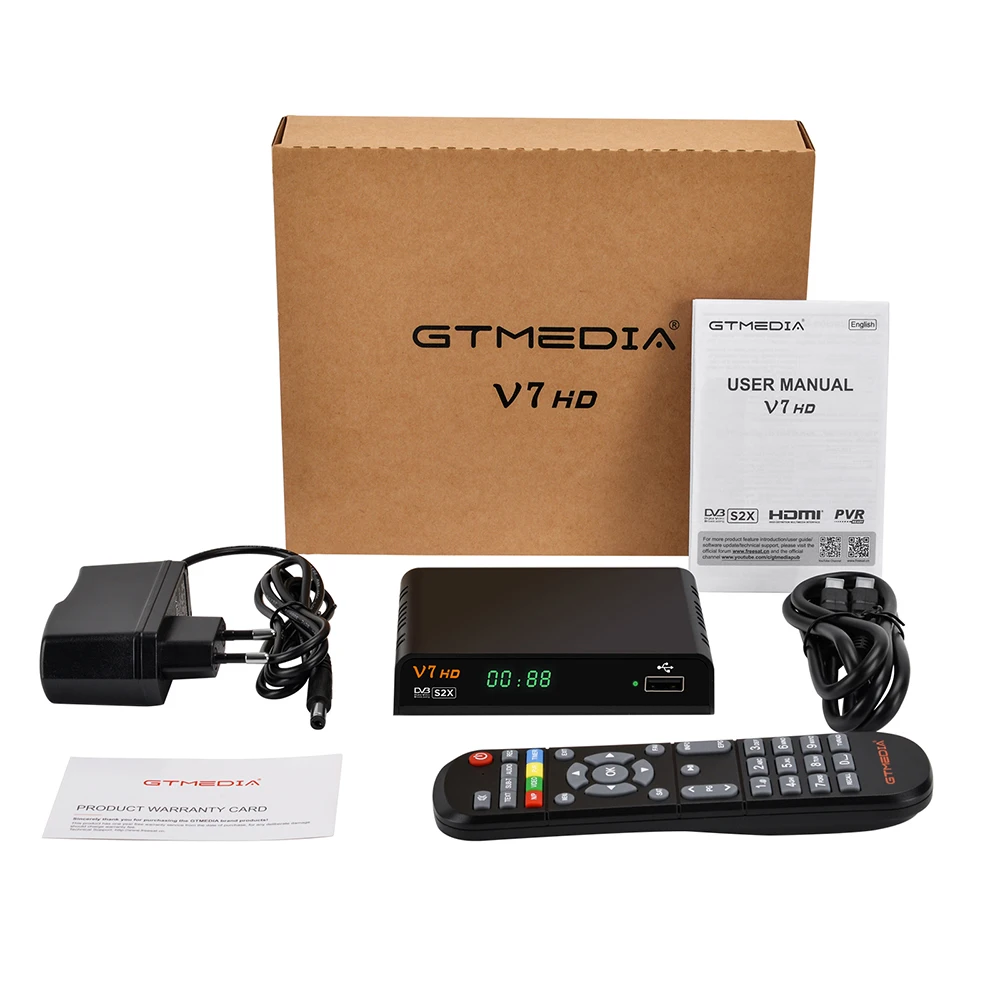 [Подлинный] 1080P оригинальный GTmedia V7 HD S2X VCM ACM мультипотоковый T2MI Freesat V7S2x HD GTMEDIA V7S HD спутниковый ресивер
