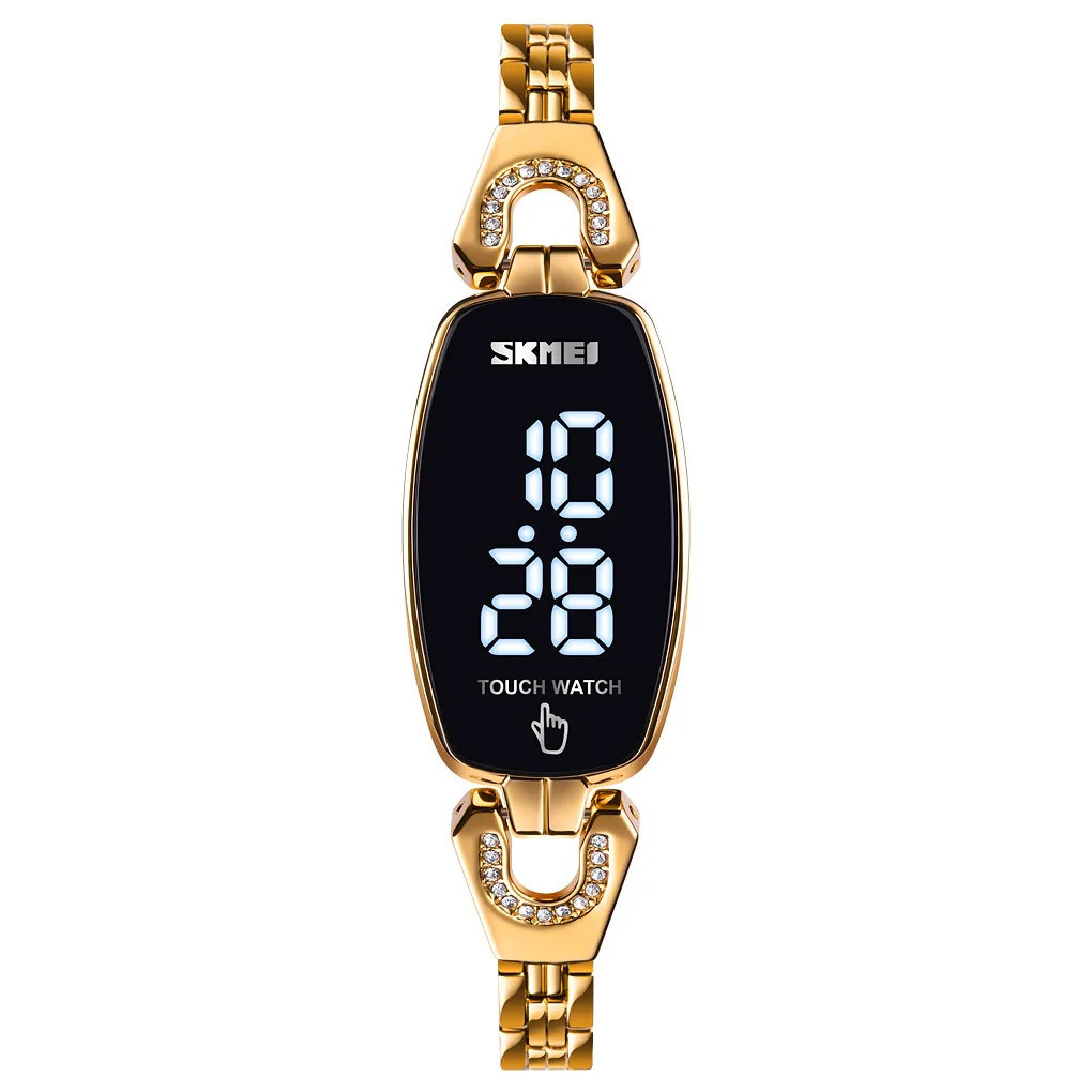 Original hand touch ladies wristwatch Skmei 1588 luxury led light display digital movement women