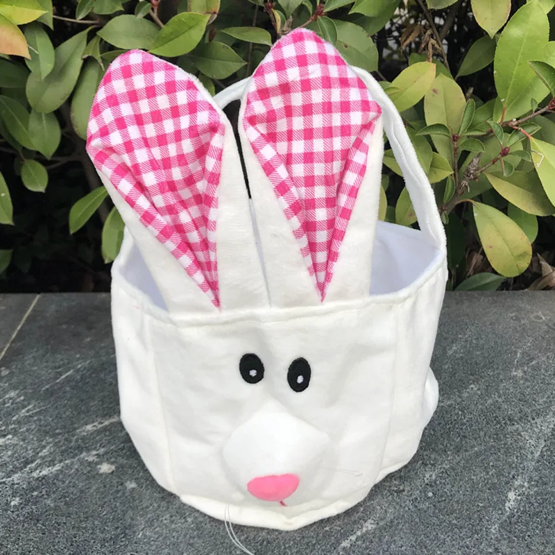 Plush Easter Basket with Rabbit Ears Sublimation Easter Baskets Storage Candy Bag 2023 Custom Polyester Easter Decoration 50pcs