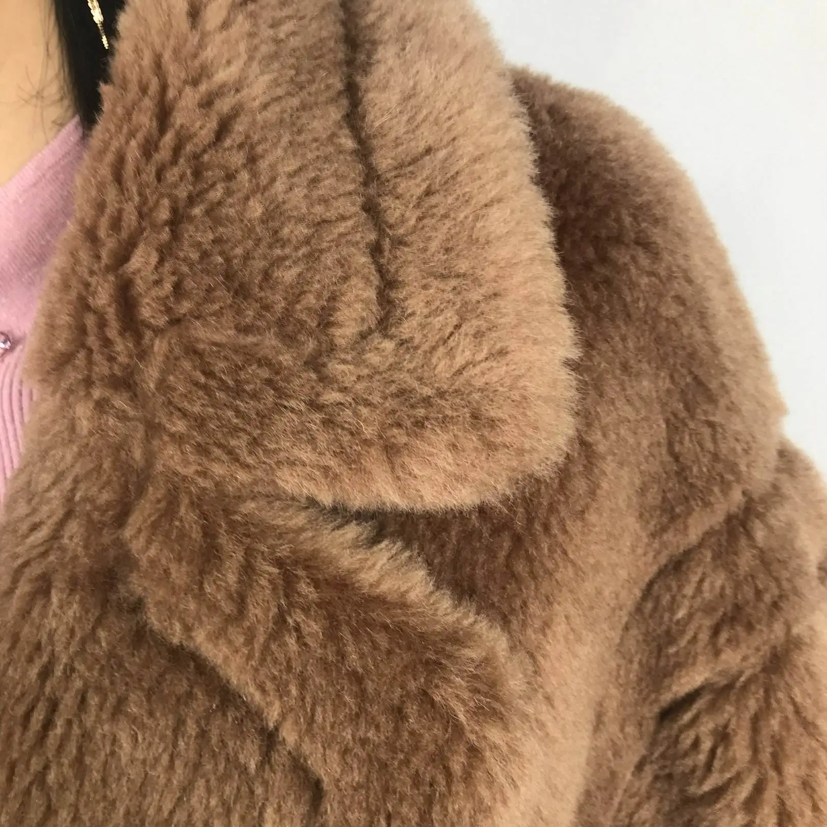 Custom OEM Pelzmantel Fleecejacke Casual Winter abrigo de peluche WOOL TEDDY COAT teddy long coat fleece jacket coat women