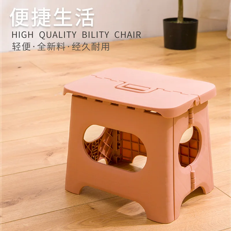 New cute solid handheld collapsible folding foldable plastic stool for kids child