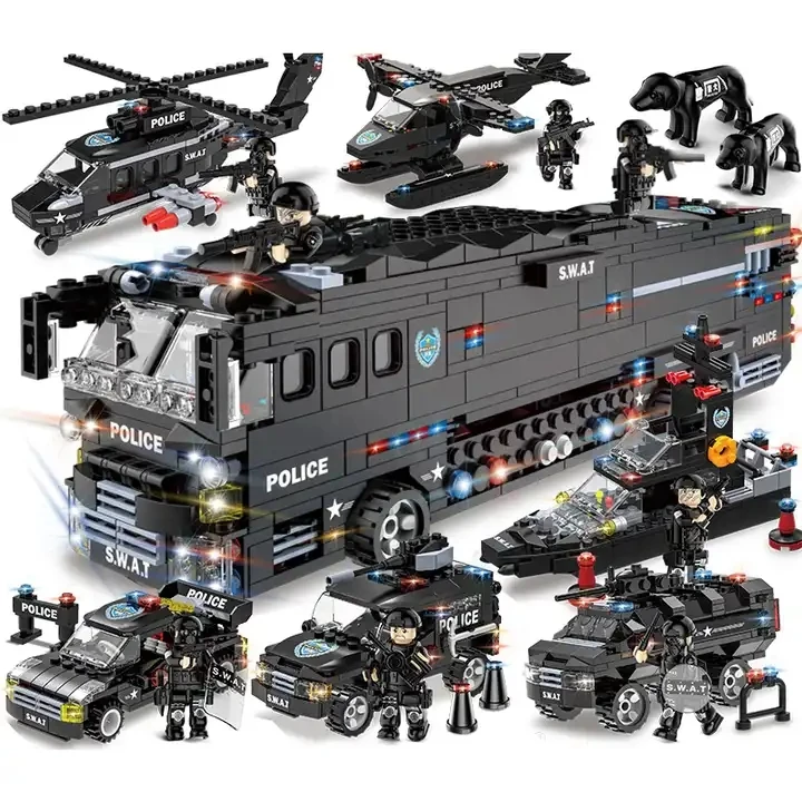 In Stock 1014 Pcs Swat Blocks & Model Building Toys Police Car Building Block Toy Helicopter Toy Building Block Sets