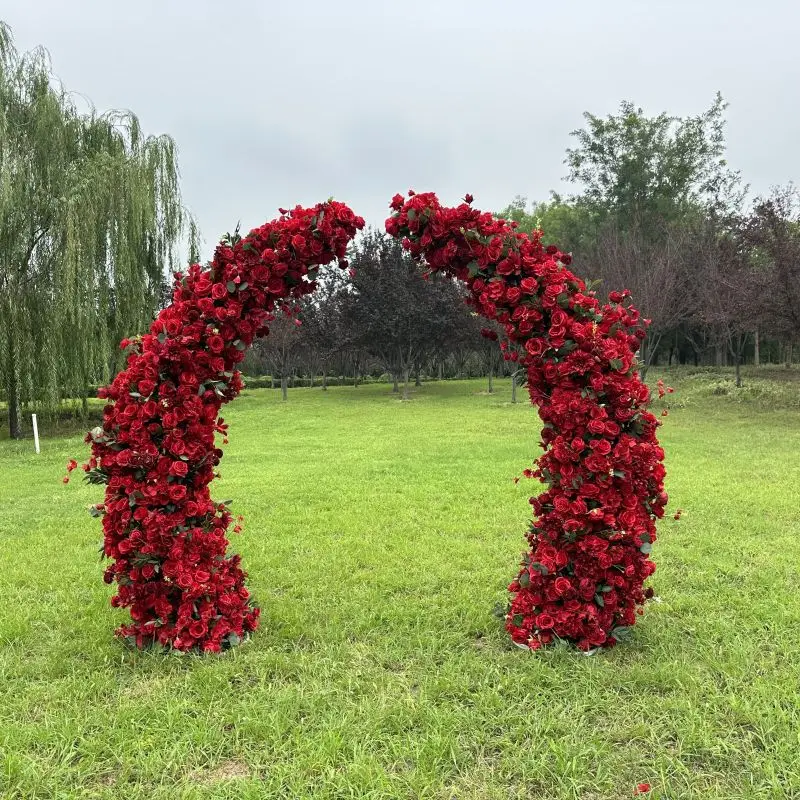 High Quality Heart-Shaped Flower Arch Wedding Stage Props Decor Christmas Floral Stand Artificial Flowers for Proposal Scenes