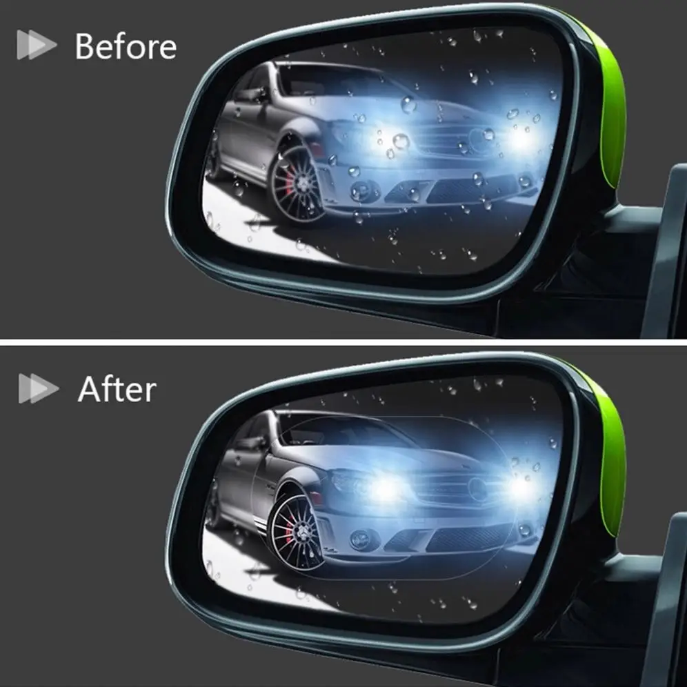 K1039 Car Rear Mirror 2Pcs Protective Film Anti Fog Film Window Clear Rainproof Rear View Mirror Protective  Accessories