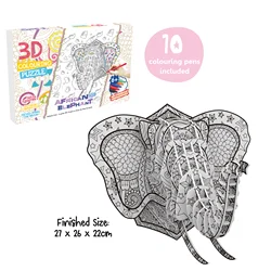 Building puzzle with 10 markers Art Coloring painting toy Stem toy for age 6+ Elephant shape