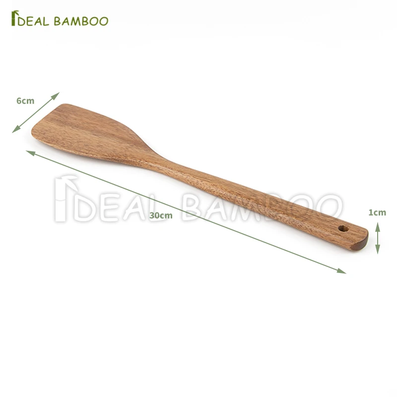 OEM Factory 2pcs Natural Acacia Wood Flat Spoons and Spatula Cooking Utensil Sets for Kitchen Use