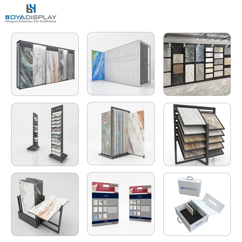 Factory Direct Sales High Quality Metal Steel Granite Marble Quartz Stand Heavy Stone Display Stand With Wheels