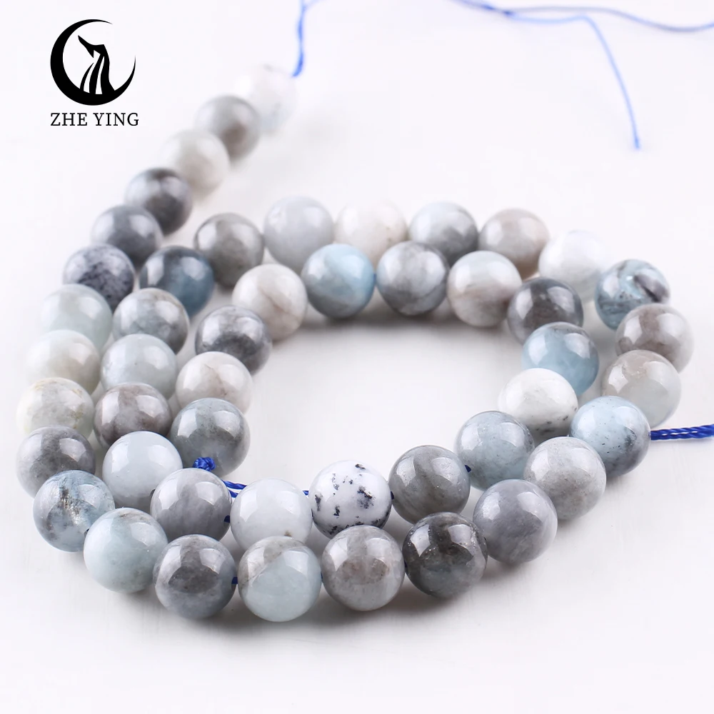 Zhe Ying 6/8/10 мм темные аквамариновые бусины для изготовления ювелирных изделий натуральный дьявол Аквамарин