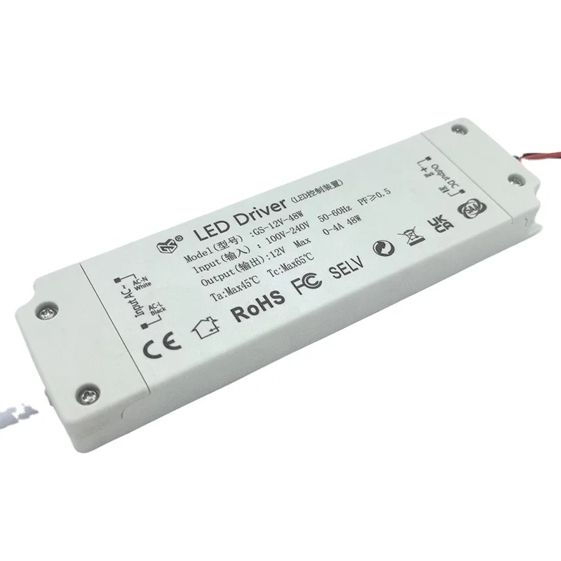 Sufficient Power 48W 12V/24V LED Strips Lighting Driver Switching Power Supply for Bathroom Mirror/ Mirror Cabinet
