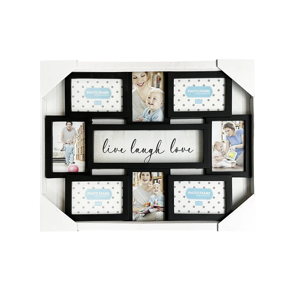 New Design 8 opening collage with sentiment plastic photo frame  for wall decoration Picture frame wholesale plastic frame