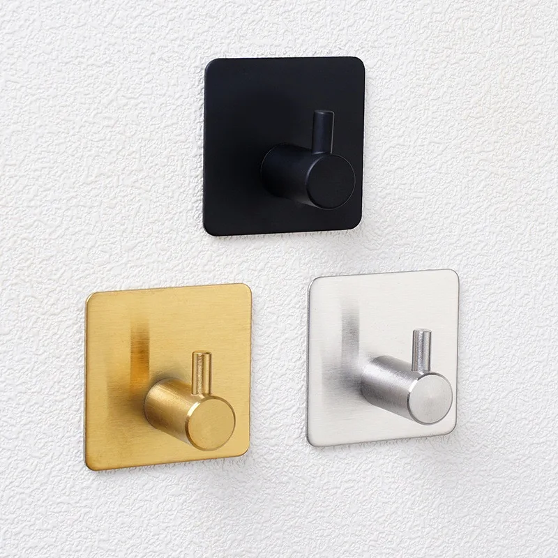 Black Hooks Wall Organisation for Clothes Stainless Steel Wall Hooks Towel Keys Hanger Wall Mount 3M Adhesive Storage Robe Hook