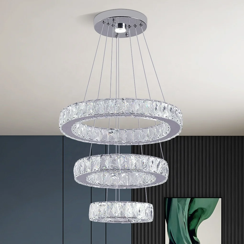 Construction Loft Apartment 47W Silver Ceiling Mounted Crystal Chandelier Pendant Light For Dining Table