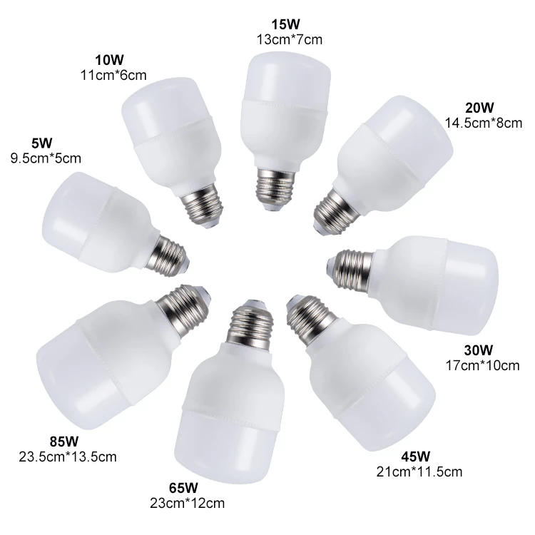 SKD Assembly High Lumen IC Driver 5W 10W 15W 20W 30W 45W 65W 85W E27 B22  LED High Power T Bulb Lighting