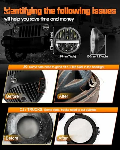 7 Inch LED Headlight Round Led Headlight Reflector 7' Headlight with Amber Turn Signal White Hi/lo Beam Light