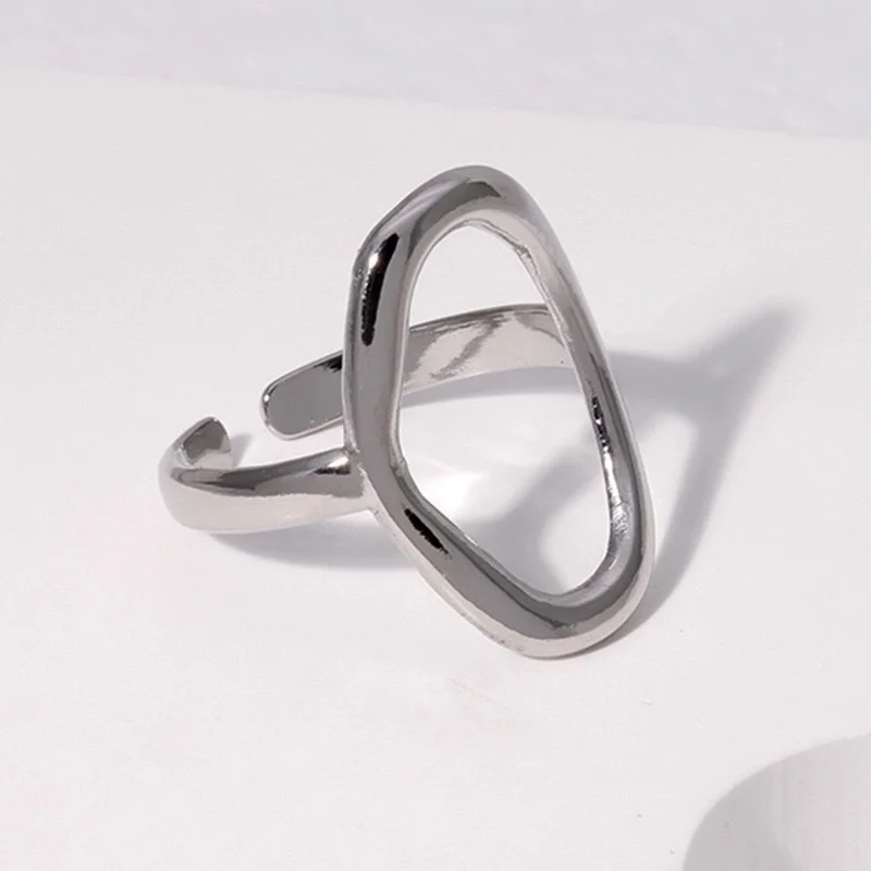 Irregular Circle Geometric 18k Gold Ring for Women Silver Stainless steel Fashion Jewelry Rings