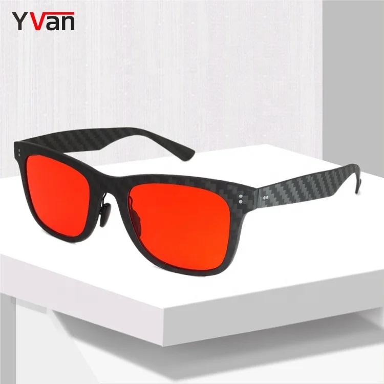 Wholesale Polarized Red Lens Men Retro High Quality Fashion Carbon Fiber Sunglasses Shades Sun glasses Frame