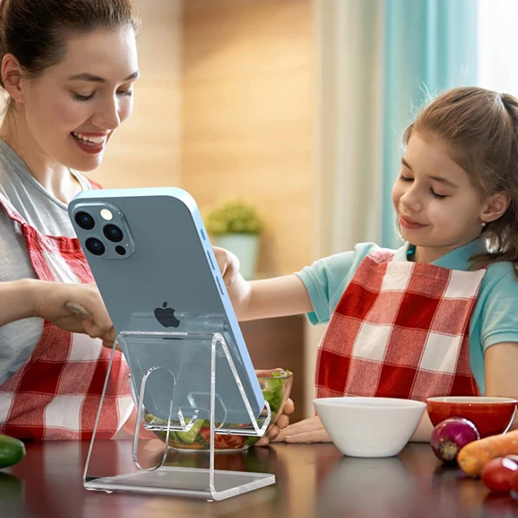 Acrylic Factory Custom Clear Portable Transparent Acrylic Cell Phone Stand Mobile Display Holder for Desk