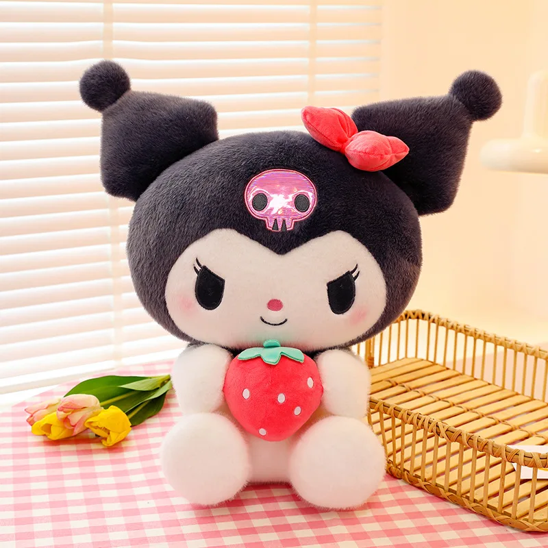 Kuromi Sanrioed Plush Dolls Wholesale Anime Figure Kuromi Stuffed Plush Toys New Kuromi Strawberry Plush Toy Strawberry Cinnamon