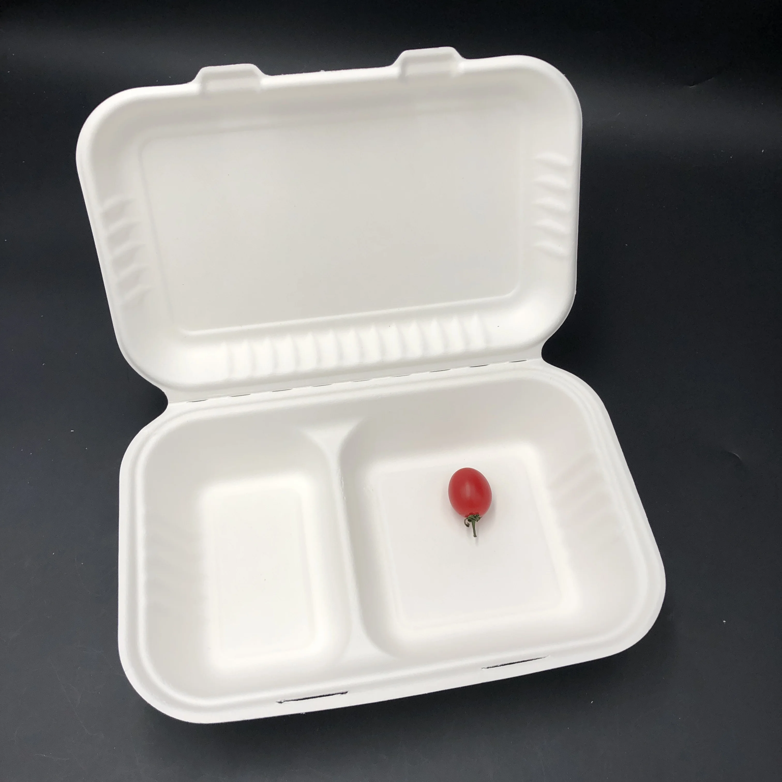 biodegradable disposable tableware compostable 9 inch sugarcane takeout hinged clamshell box bagasse food container