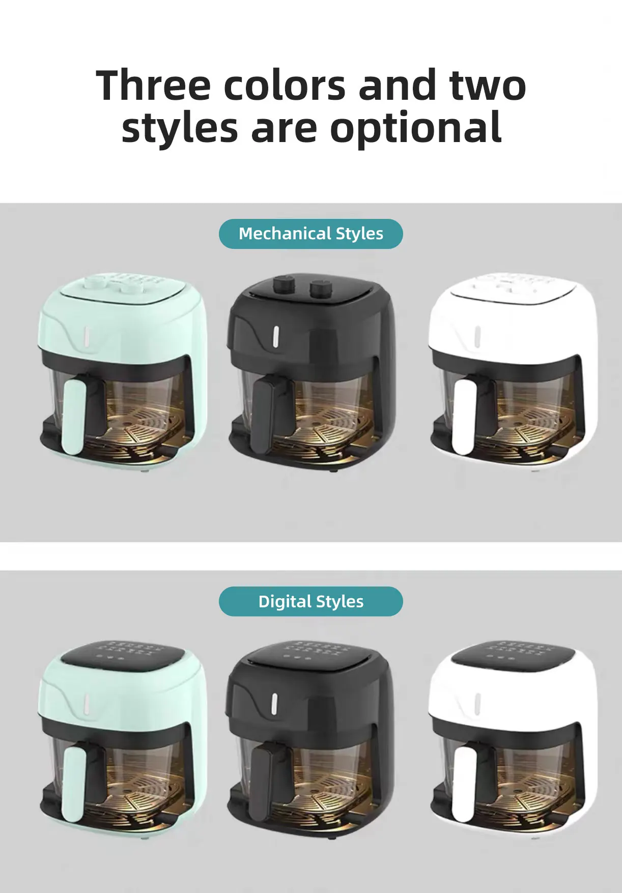 air fryer silver 5 liters 1000W smart french fries electric digital display toaster smokeless energy saving oven air fryer