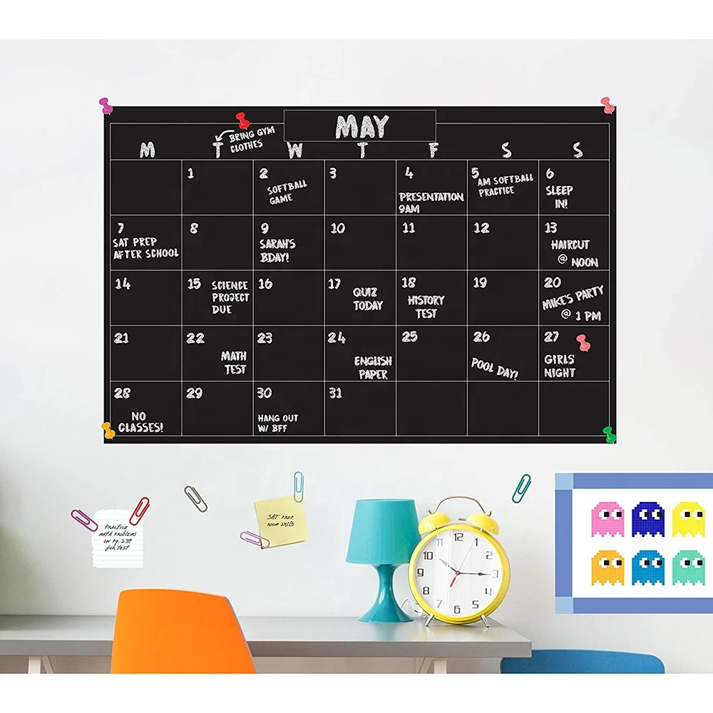 Bulk Selling Cheap Custom Calendar Planner Self-adhesive Dry Erase Printed Vinyl Blackboard Sticker For Student
