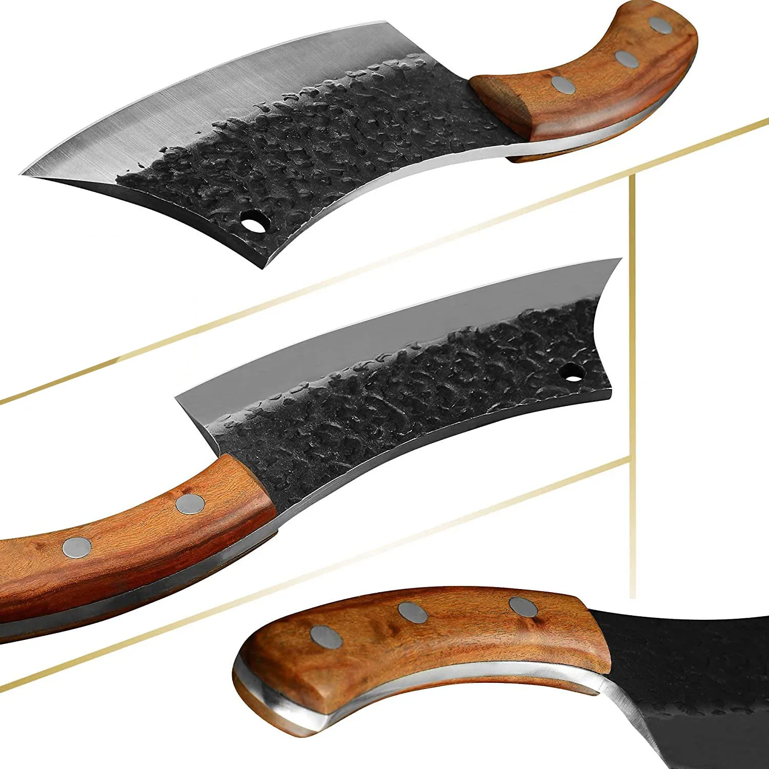 Hand Forged Meat Cleaver 6.3 Inch Kitchen serbian Chef Knife with Leather Sheath and Gift Box Outdoor Butcher Knife