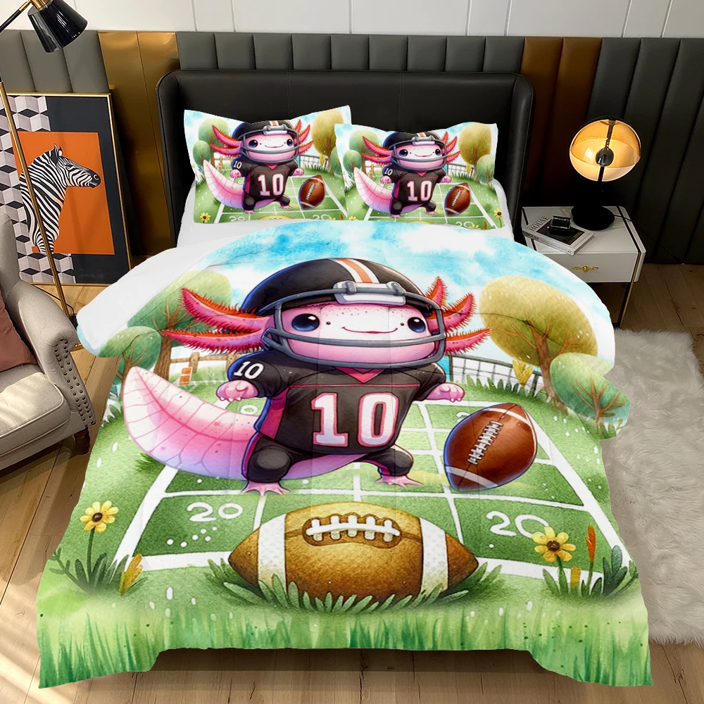 American Style Axolotl Bedding Set 200g Polyester Filling Comforter Twin Full Queen Size 3D Technics Home Hotel Use