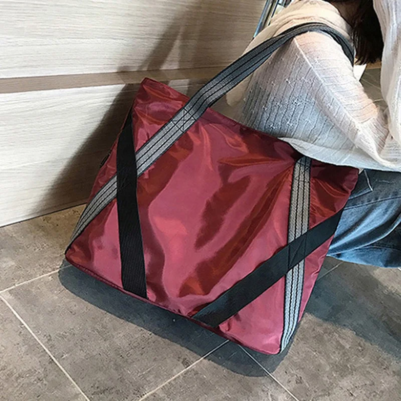 2022 OMOI Custom Casual Large Nylon Women Ladies Shoulder Bag Hand Bag Beach Tote Bags For Women Handbags