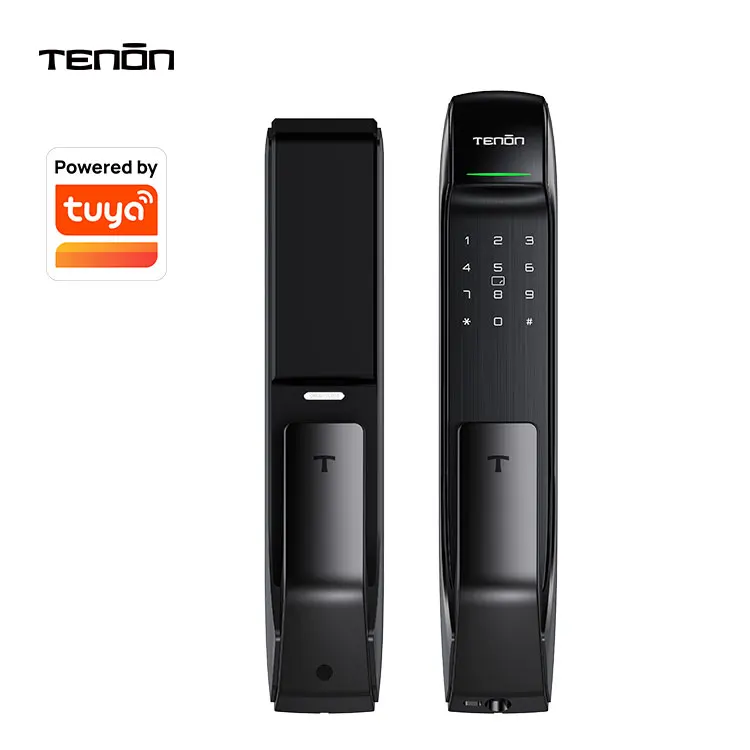 Tenon A2C Electronic Push-pull Digital Waterproof Gate Smart Lock Keyless Fully Automatic Finger Print Door Lock Tuya
