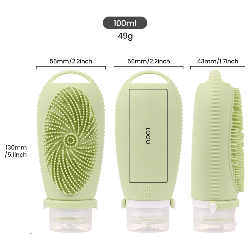 3 in 1 BPA Free Empty Portable Hotel Travel-Sized Containers Toiletry Bottles Kits 100 ml Silicone Travel Bottle Set for Shampoo