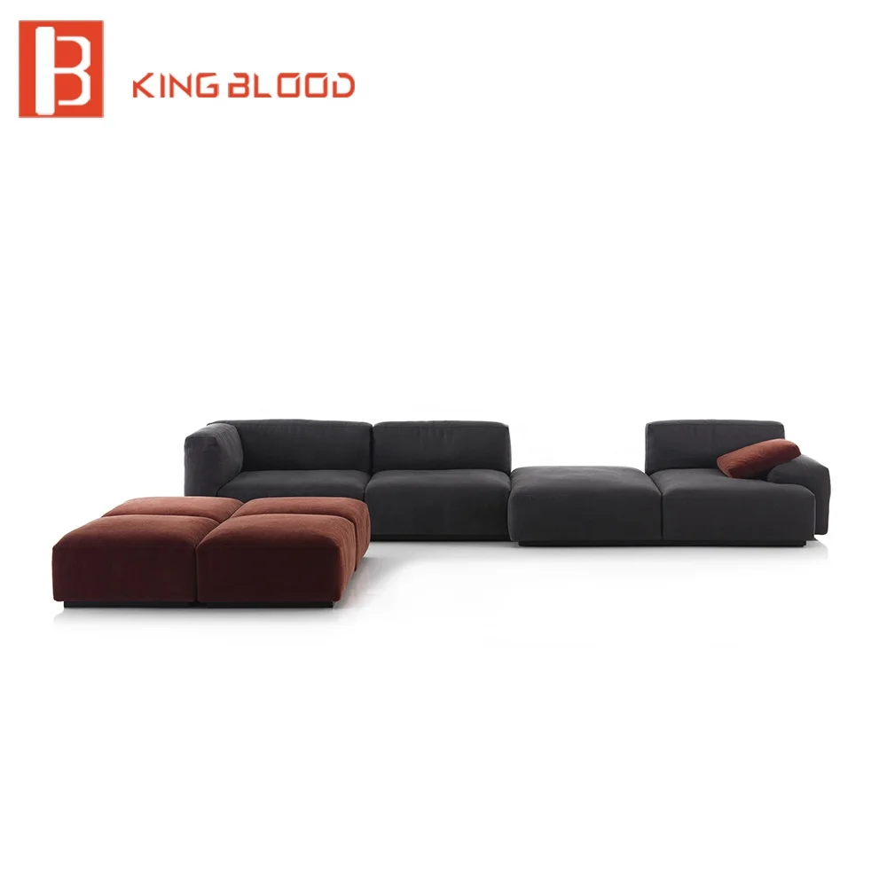 Italian minimalism modern corner modular sectional couch fabric sofa set furniture