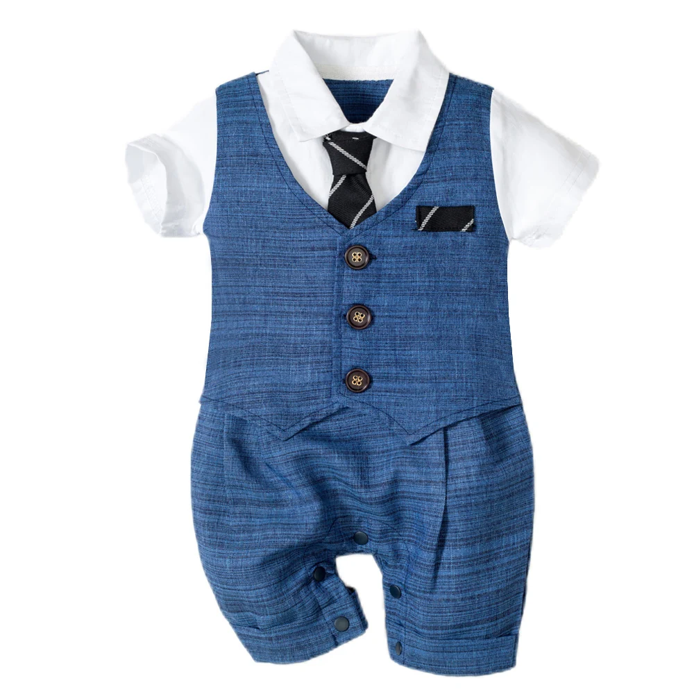 First New Years Tuxedo Outfit Jumpsuit Baby Boy Birthday Outfit 1 Year Old New Born Baby Boy Clothes Summer Keke Half Rompers