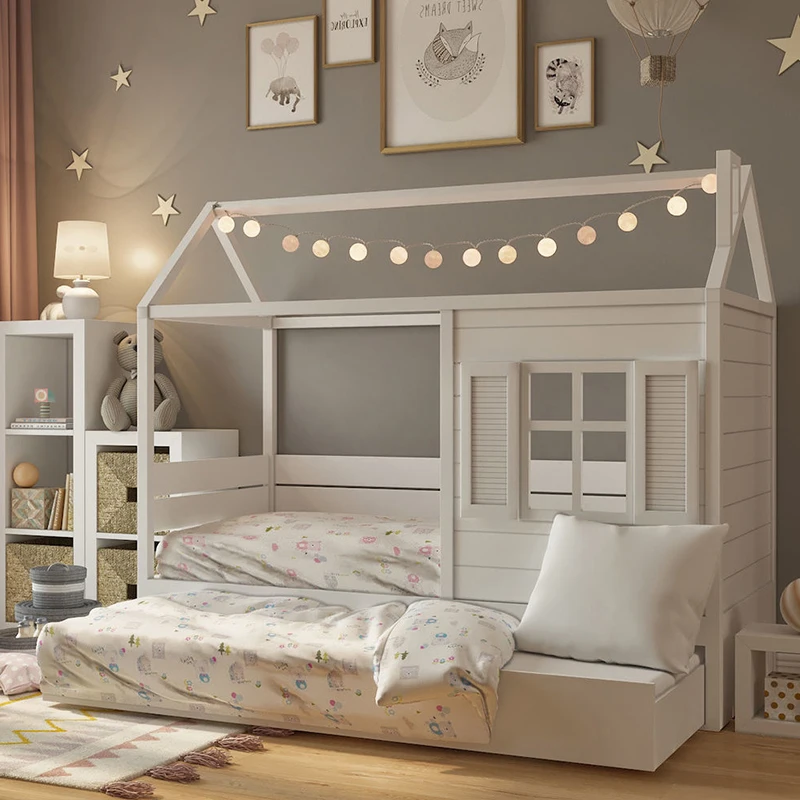 montessori bed frame queen size baby wooden bed classic design kids wooden bunk  bed for babi bedroom