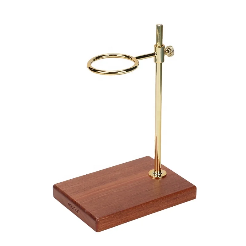 Hand Coffee Filter Holder Adjustable Stainless Steel Pour Over Coffee Dripper Stand With Solid Wood Base
