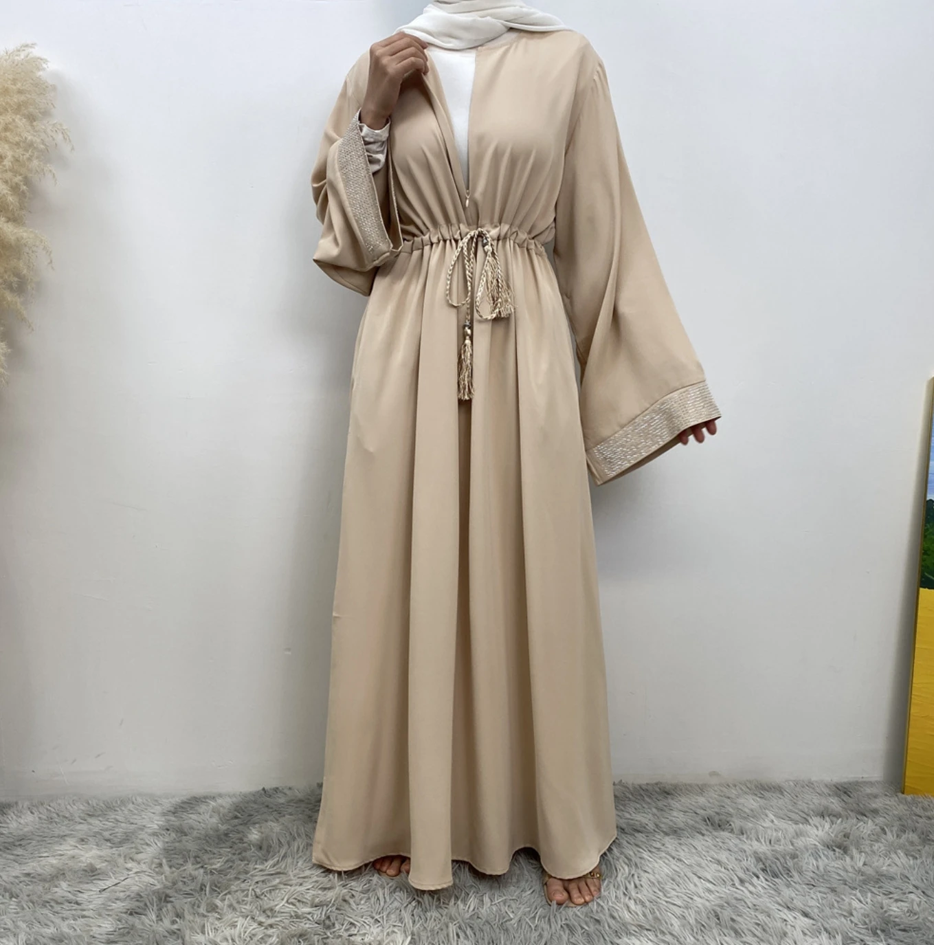 2024 Новое дизайнерское 9 видов цветов арабское платье макси на молнии с карманами и бриллиантами черное мусульманское платье Абайи скромное женское платье