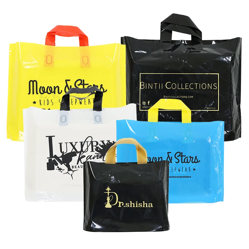 Wholesale Customizable Logo Printing Plastic Shopping Bag With Handle recycle shopping bags