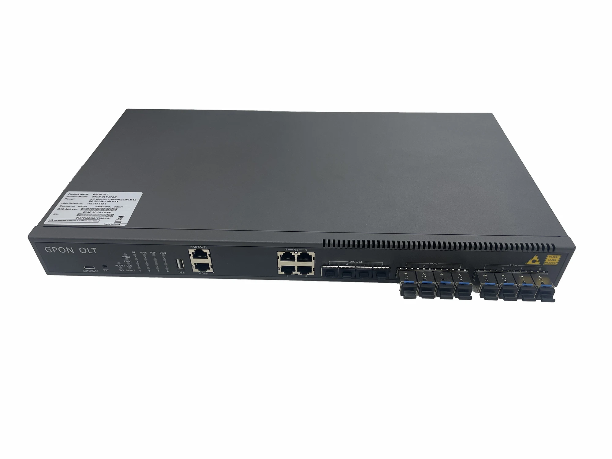 8 PON Port GPON OLT with 8pcs 20KM C++ GPON SFP Inside