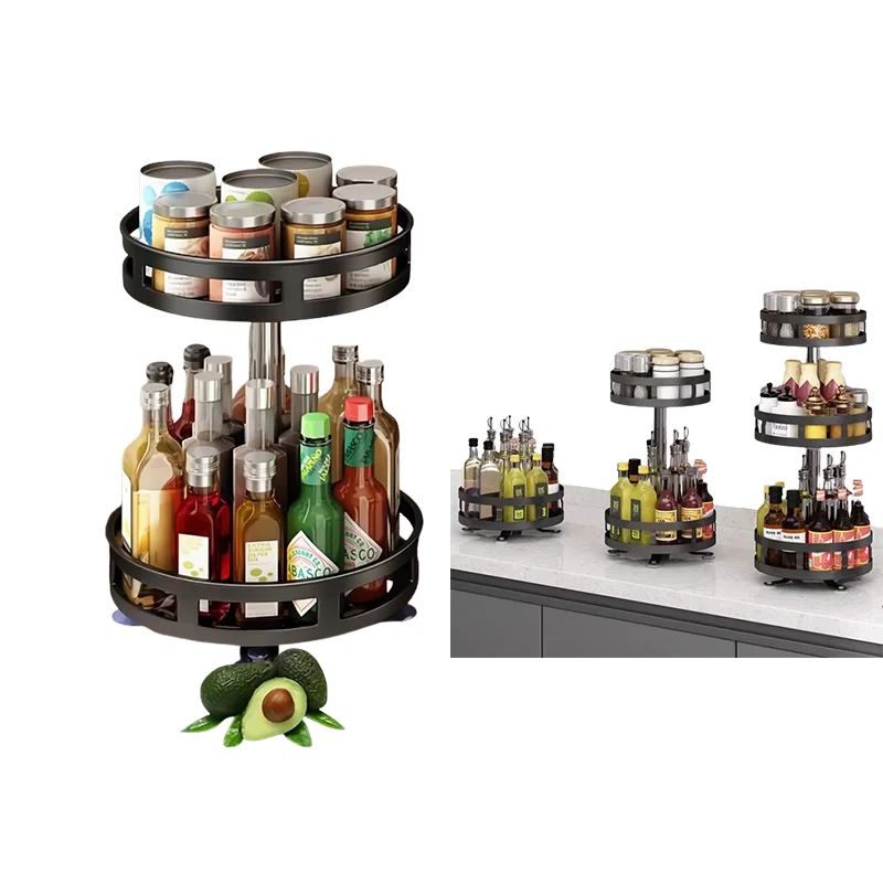 Lazy Susan Turntable Spice Rack adjustable storage spice rack 360 Degree Rotation Spice Rack Organizer