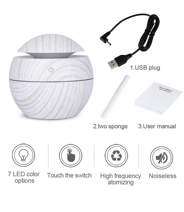 Customizable Lar Wood Grain LED Air Humidifier with Logo New Personal Space Steam Ultrasonic Water Spray Fragrance Diffuser