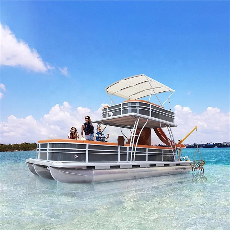 Family Leisure Water Play Entertainment Double Decker Pontoon Party Aluminium Boat for Sale