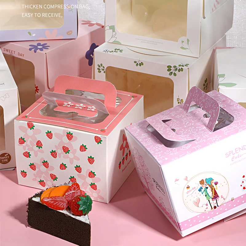 China factory cheap  customized printed birthday big  folding cake box with handle cake pop box with window