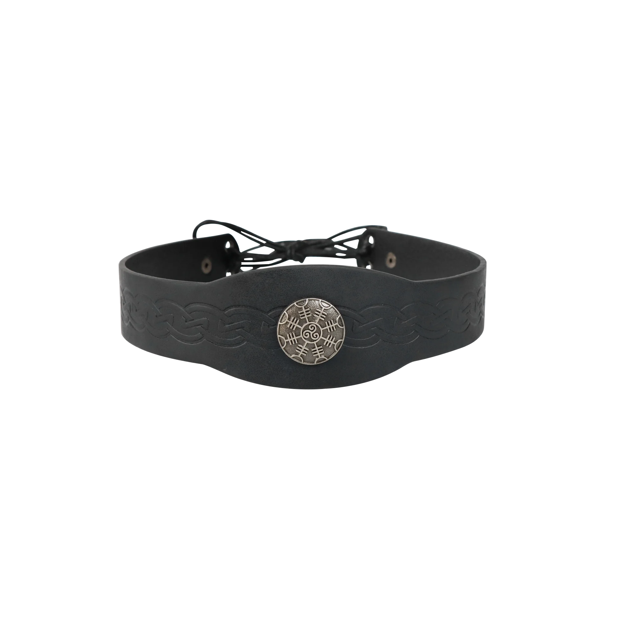 Medieval Embossed Faux Leather Headpiece, Retro Renaissance Adjustable Headband, Cosplay Costume Accessories