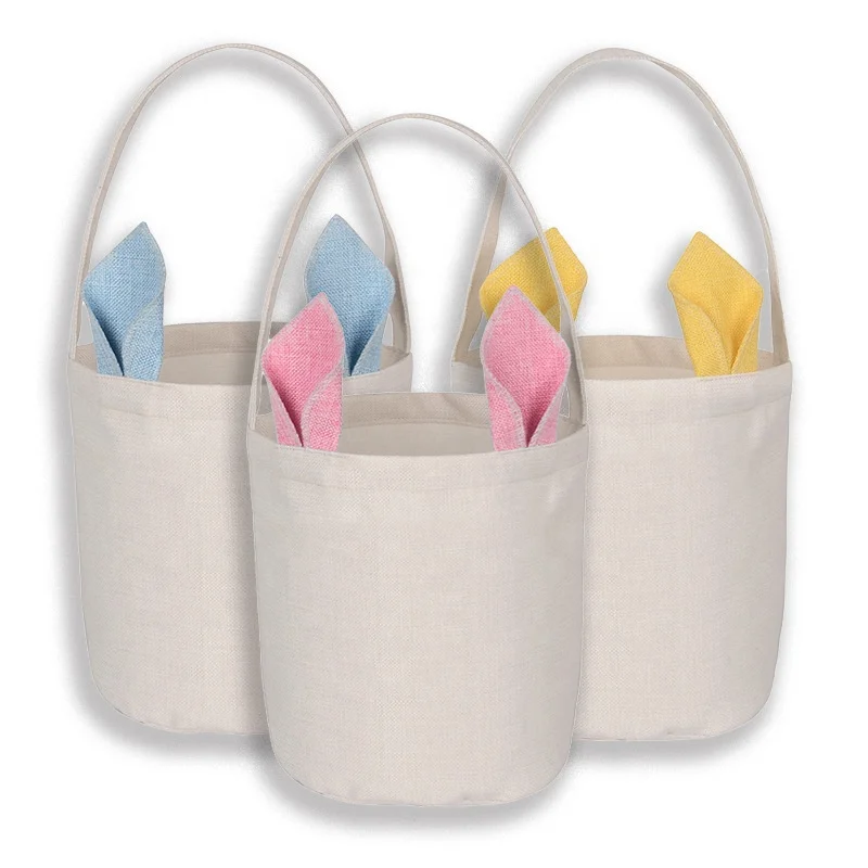 2022 NEW Linen Kids Sublimation Easter Basket Blanks