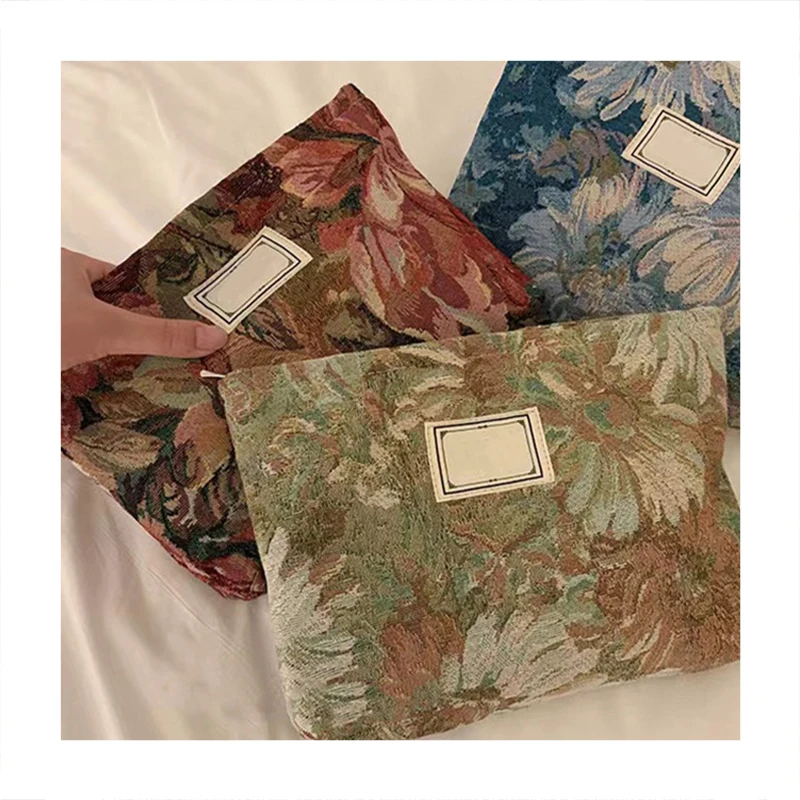 Fashion Design Makeup Bag Printing Cotton Cosmetic Bag Elegant Oil Painting Pouch for Women