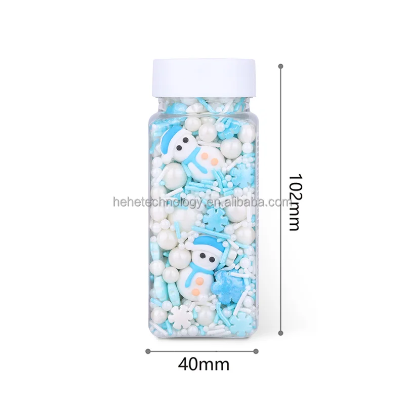 Fashion Bottled Blue Snowman Royal Icing Christmas Sprinkles Mixes Biscuit Cake Decoration Edible Cake Topper