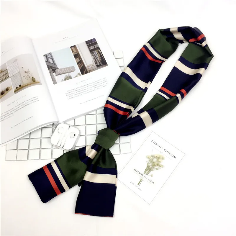 
Small scarf female long spring and autumn tie scarf professional neck satin silk scarf 