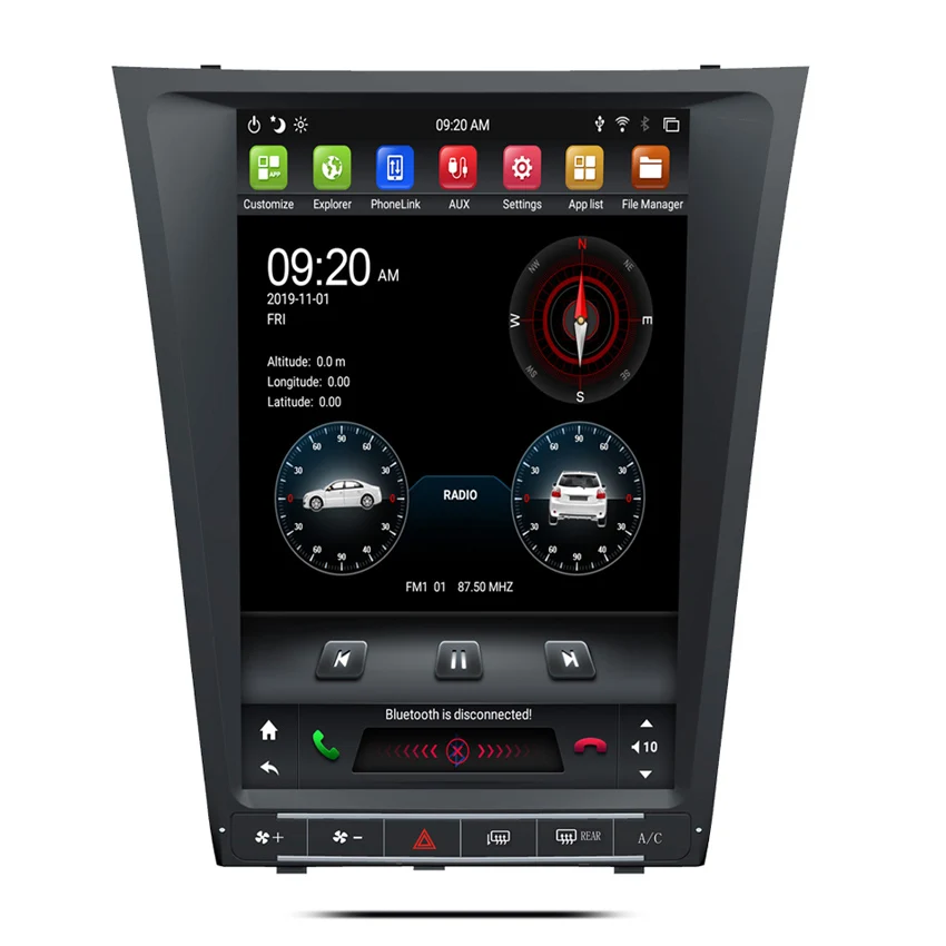 12,1 'Автомобильная аудиосистема android 9,0 для Lexus GS350/GS300/GS450/GS460 2004-2011 мультимедийный плеер в стиле Тесла