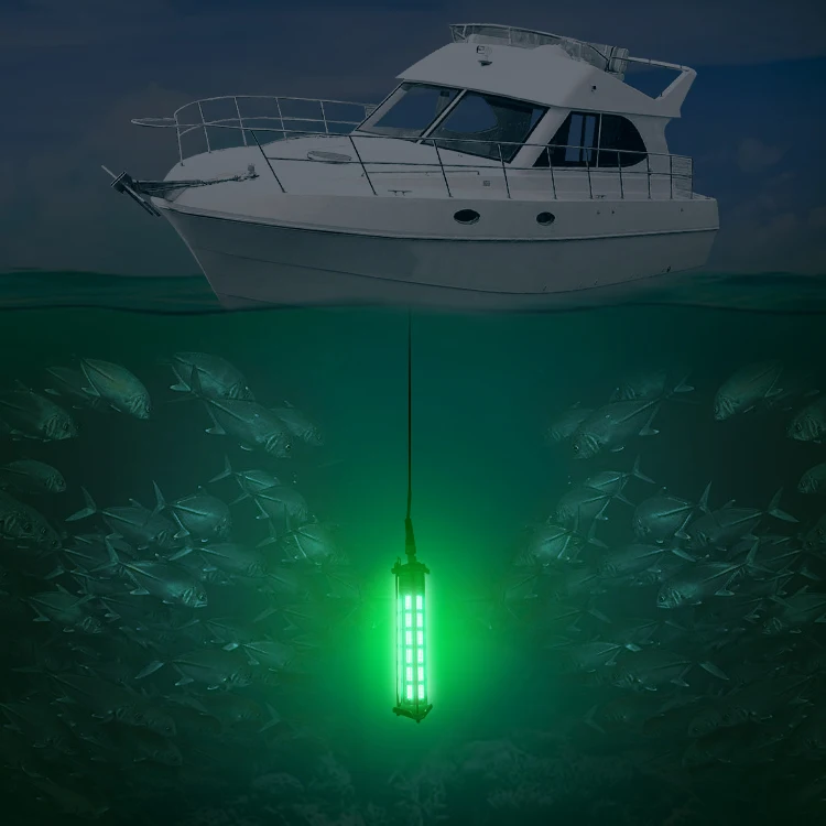 600w Underwater Green Fishing Light 6-sided 360 Rotation Lighting Deep Water Dimmable Underwater Poly Squid Led