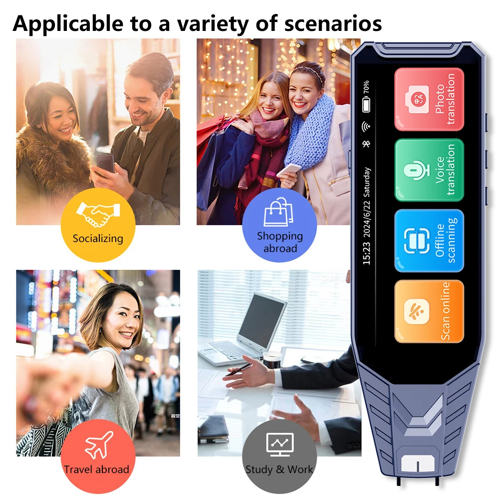 142 language online voice translation, text scanning translation pen,real time text photo translation 4.0-inch touch screen